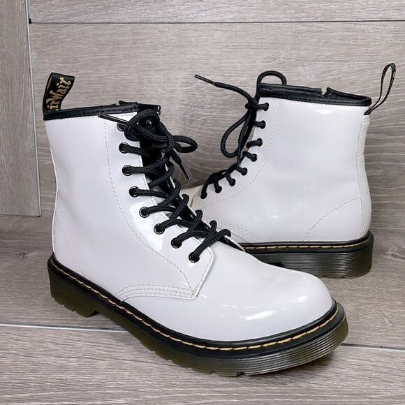 Dr Martens 1460 Pascal White Patent Leather 8-Eye Zip Women’s Sz 5 Combat Boots - Picture 11 of 11